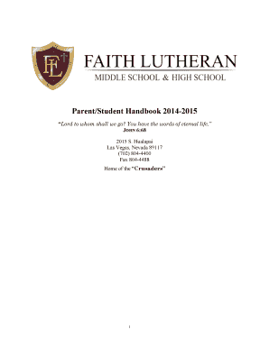 Faith Lutheran Student Handbook  Form