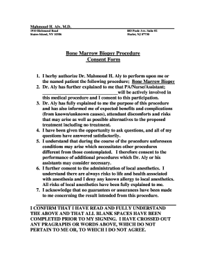 Bone Marrow Biopsy Consent  Form