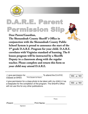 Dare Permission Slip  Form