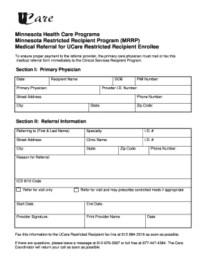 Ucare Restricted Recipient Program  Form