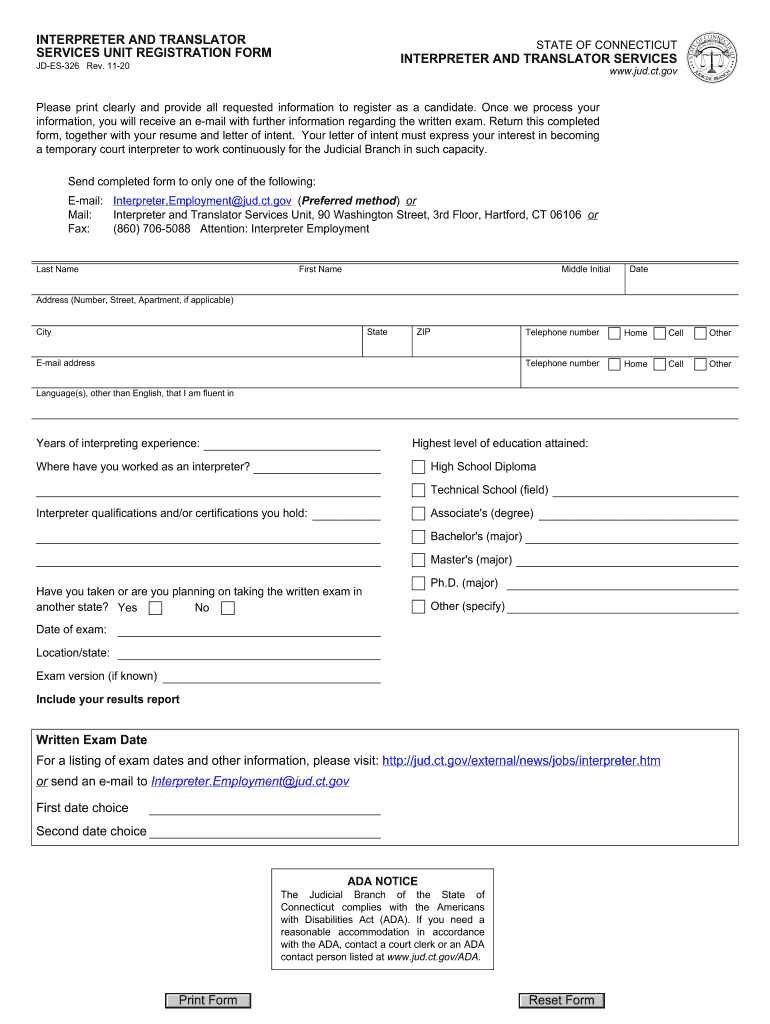 INTERPRETER and TRANSLATOR SERVICES UNIT REGISTRATION FORM