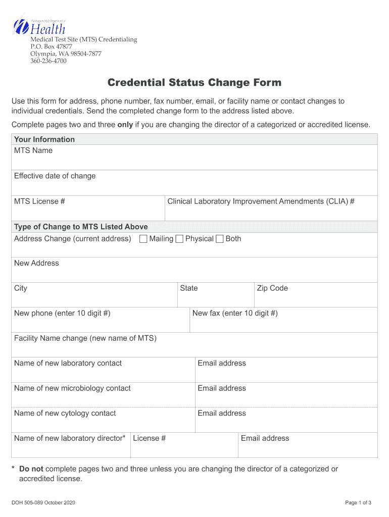 Form DOH505 089 Download Printable PDF or Fill Online