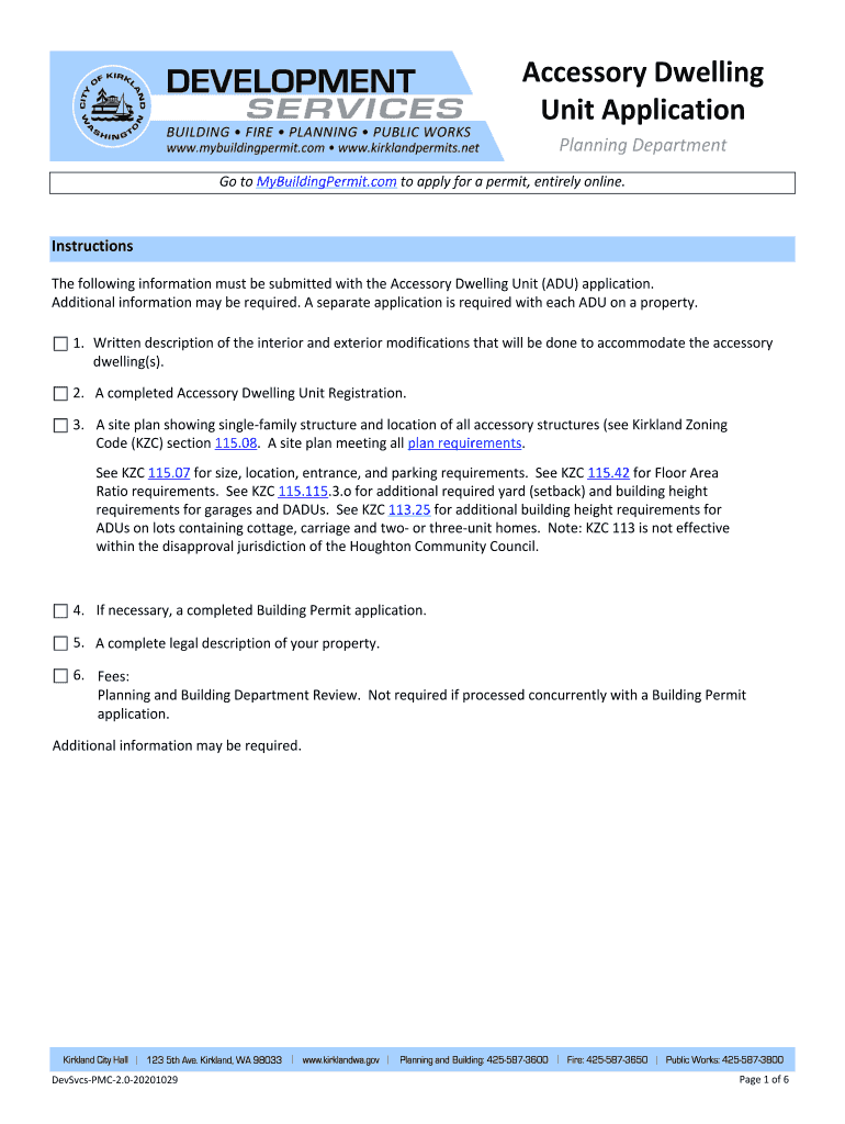 Accessory Dwelling Unit Application Accessory Dwelling Unit Application  Form