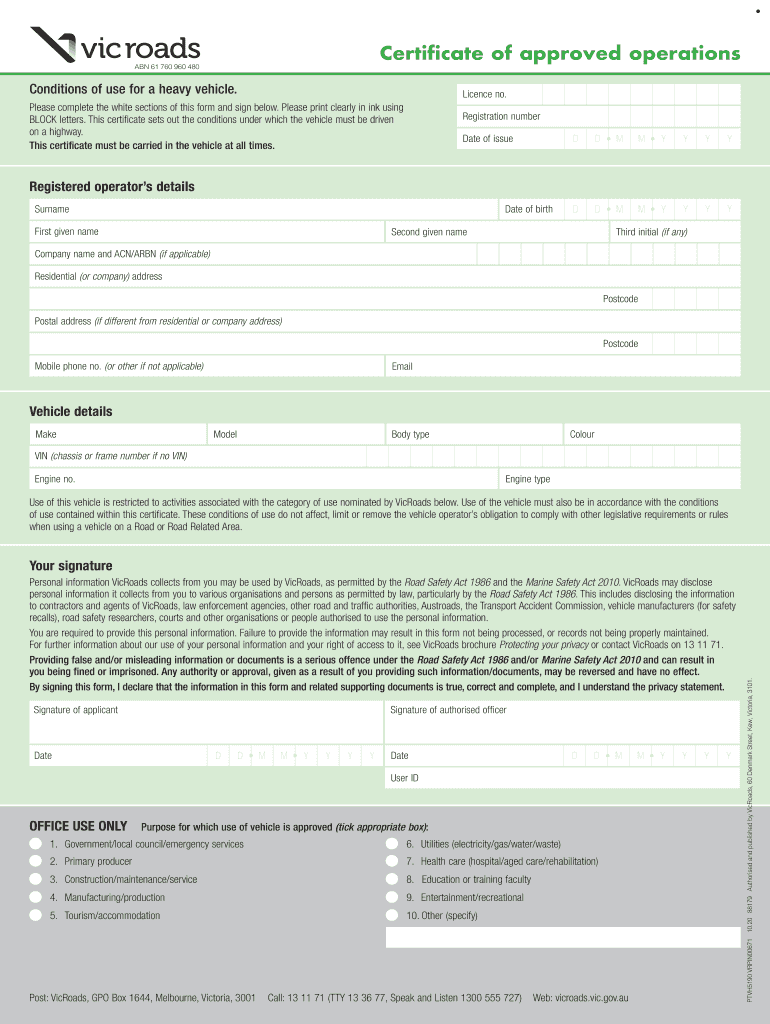  Certificate of Approved Operations 2020-2024