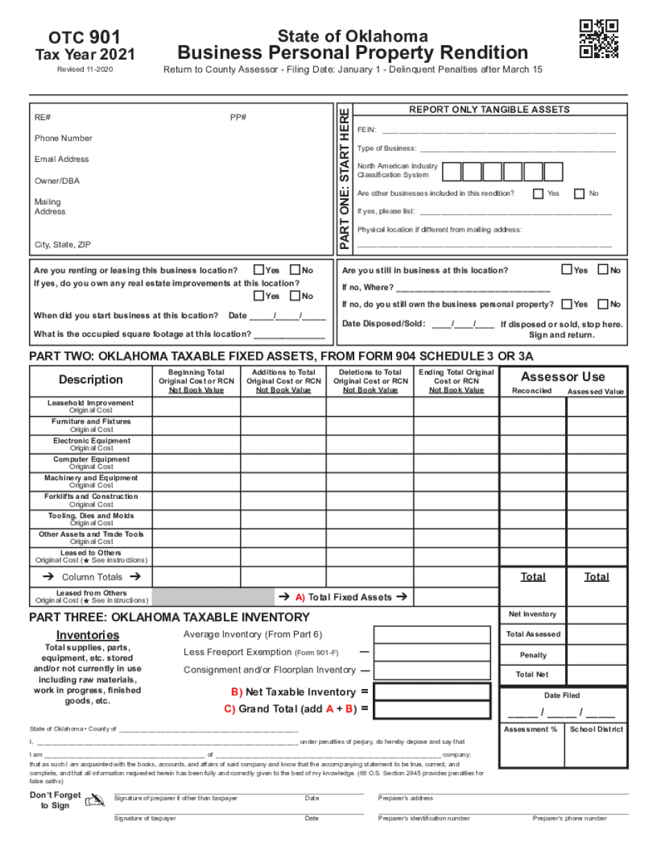  Form 901 Business Personal Property Rendition 2021