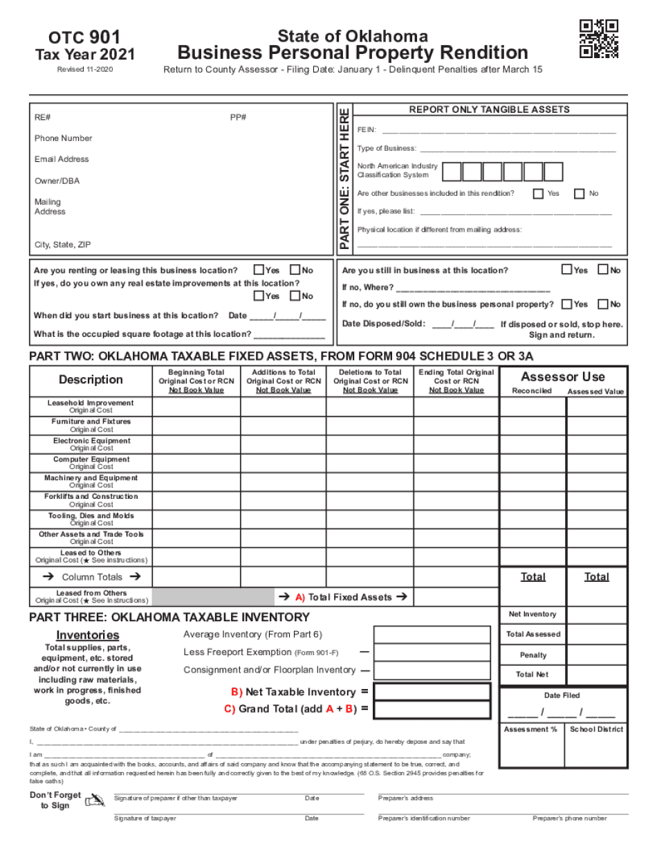 Form 901 Business Personal Property Rendition 2021