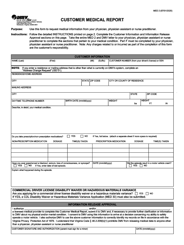  Use This Form to Request Medical Information from Your Physician, Physician Assistant or Nurse Practitioner 2020