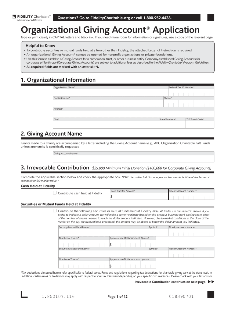 Organizational Giving Account Application This Form is Intended for Companies and Organizations to Open a Corporate or Organizat 2020