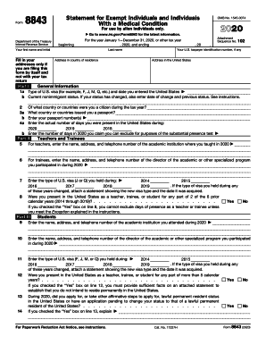 8843 Form 2020 - Fill Out and Sign Printable PDF Template | signNow