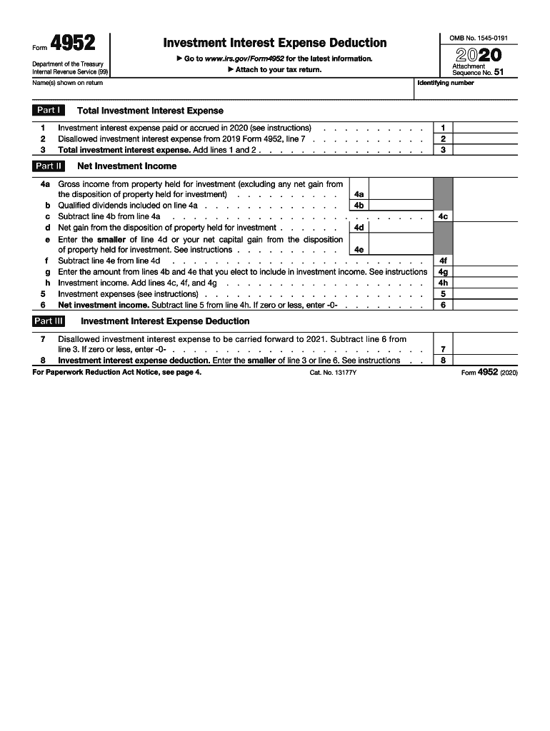  Investment Interest Expense Deduction Internal Revenue 2020