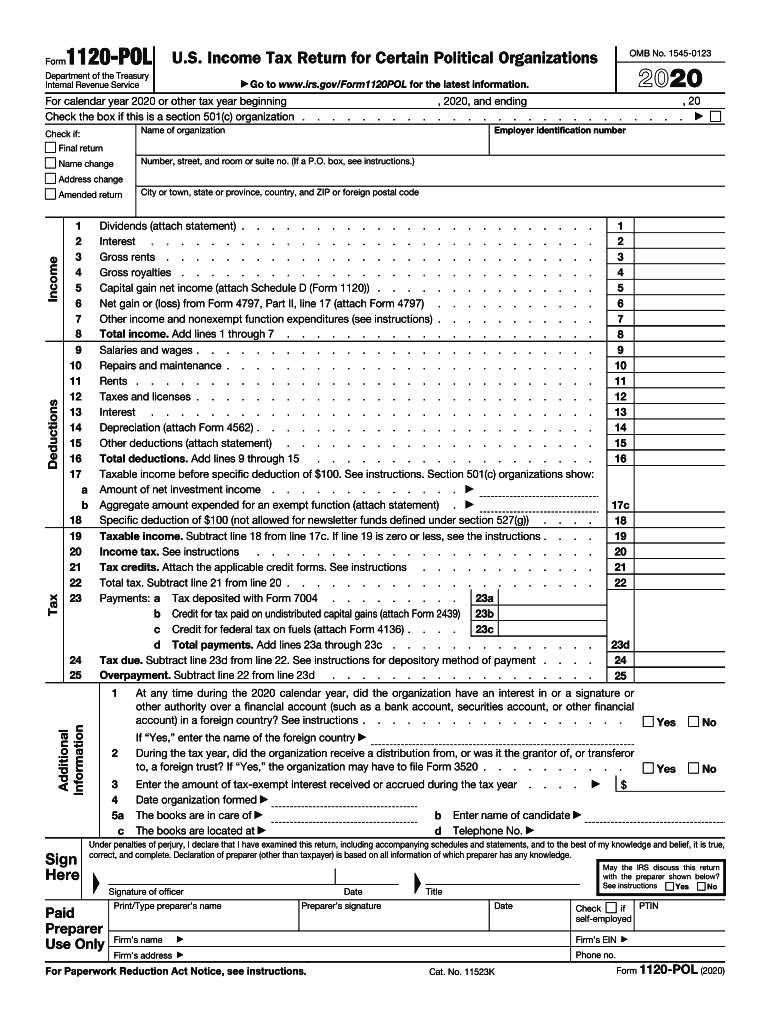  About Form 1120 POL, U S Income Tax Return for Certain 2020