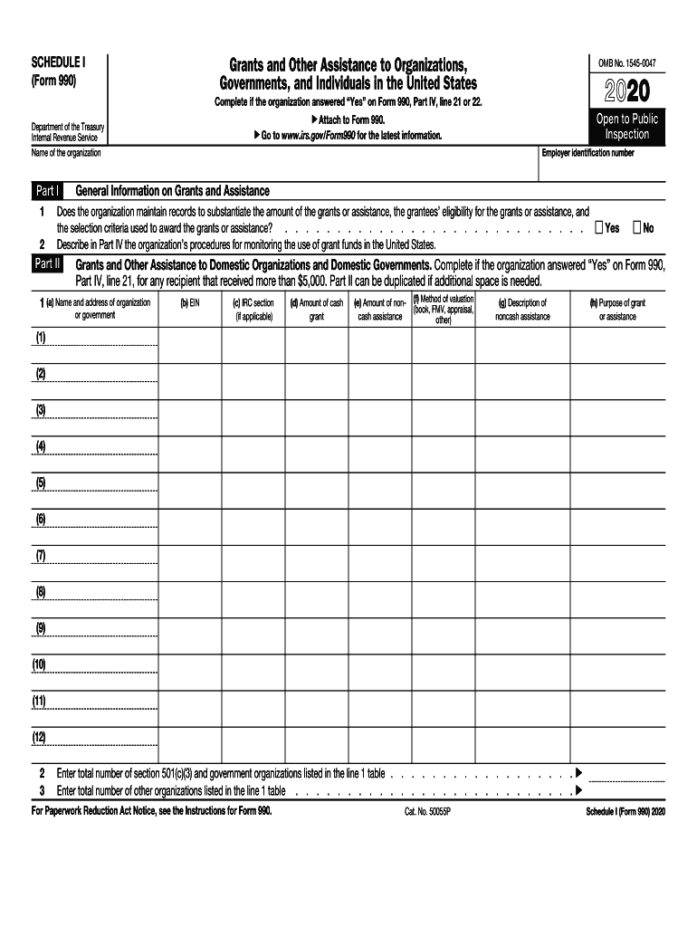 2020 Schedule I (990 form)