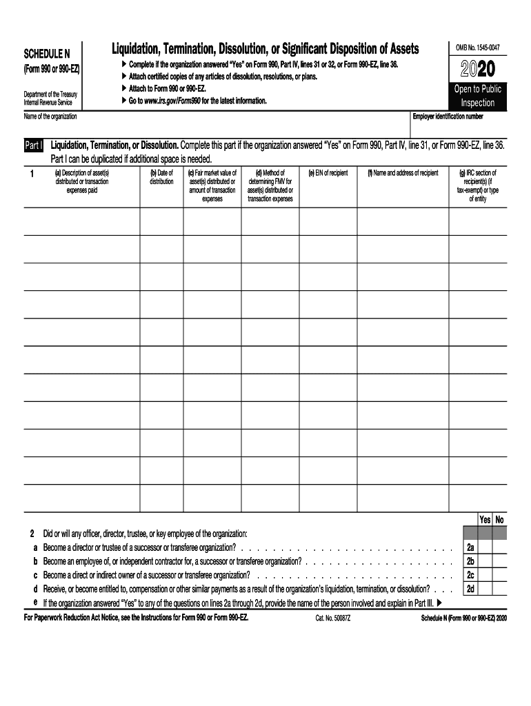 2020 Schedule N (990 form)