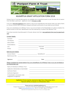 Poripori Farm Trust  Form