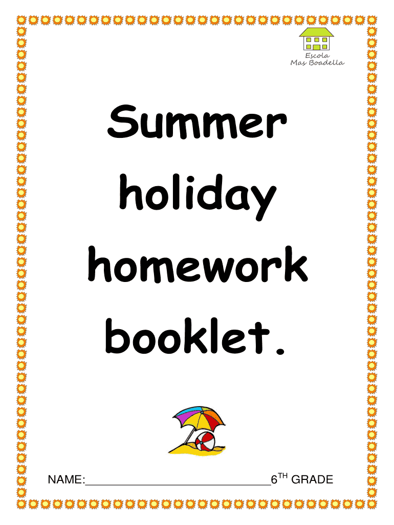 Holiday Homework  Form