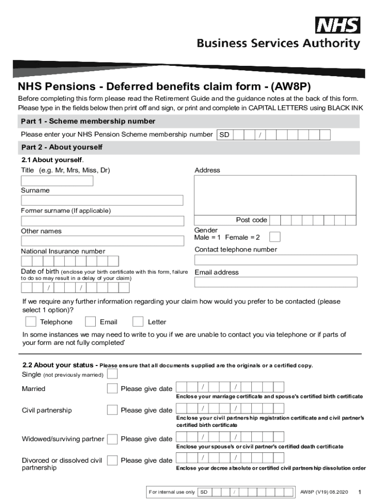  Aw8p Pension Claim Form 2020-2023