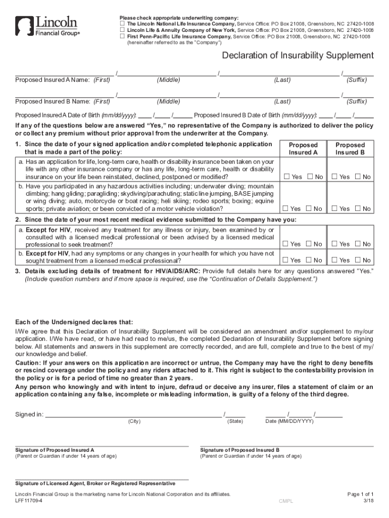 Declaration Insurability Form