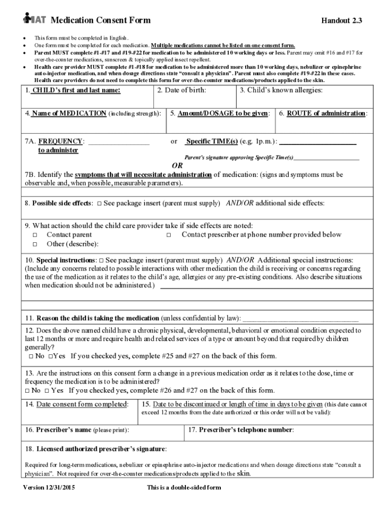 Virginia Medication Consent  Form