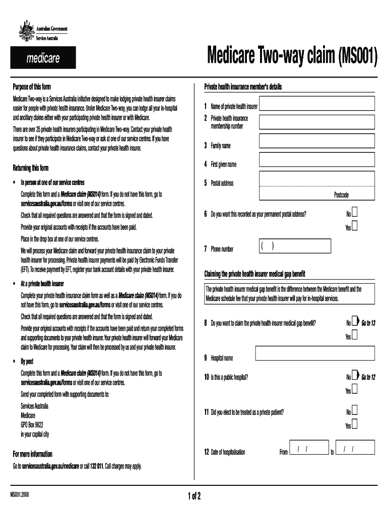 Medicare Claim Form Australia