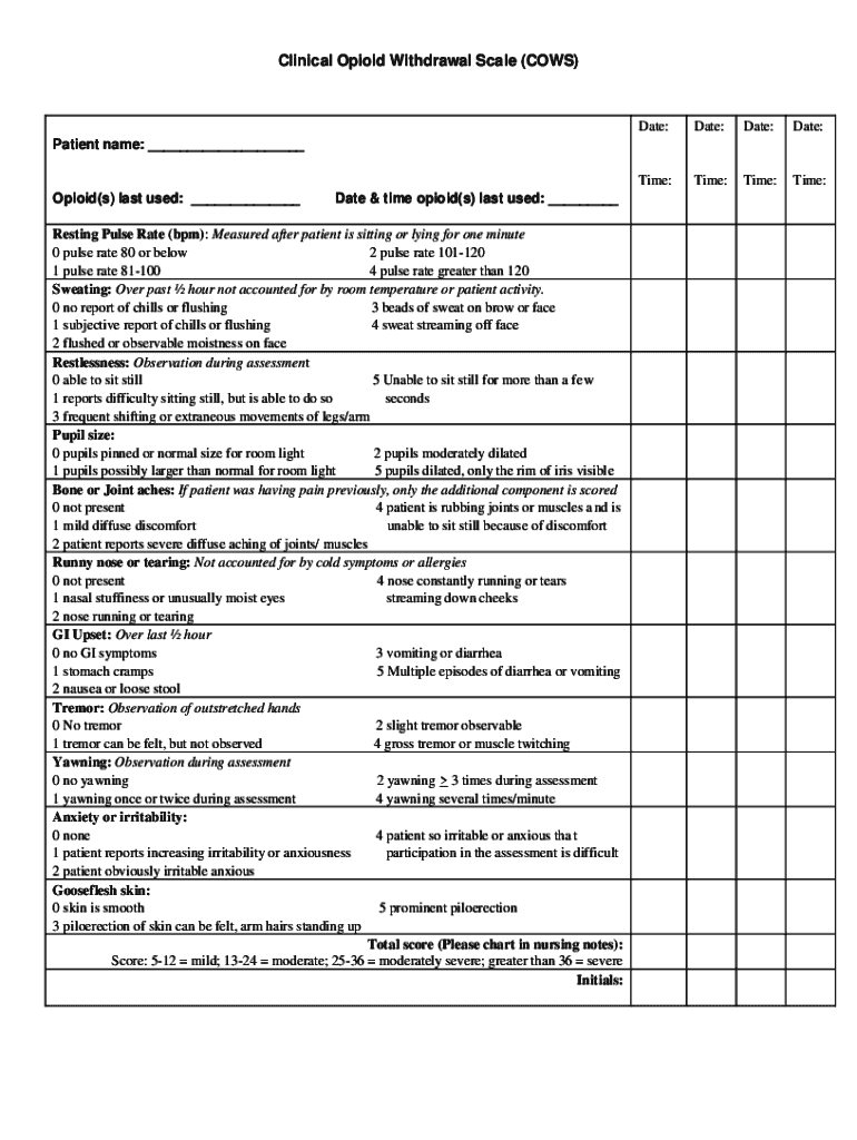 Cows Scale Printable  Form