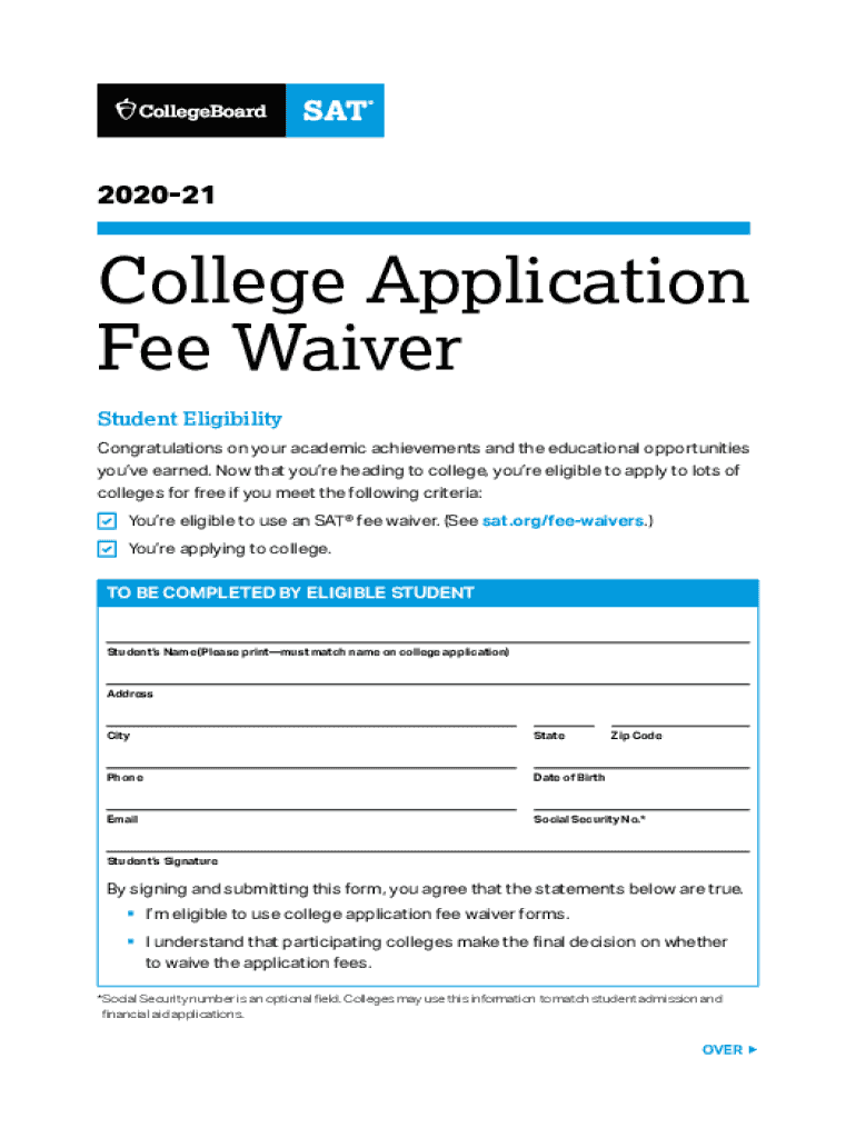 College Application Fee Waiver Form