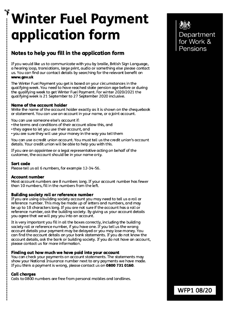 Winter Fuel Payment Application Form GOV UK