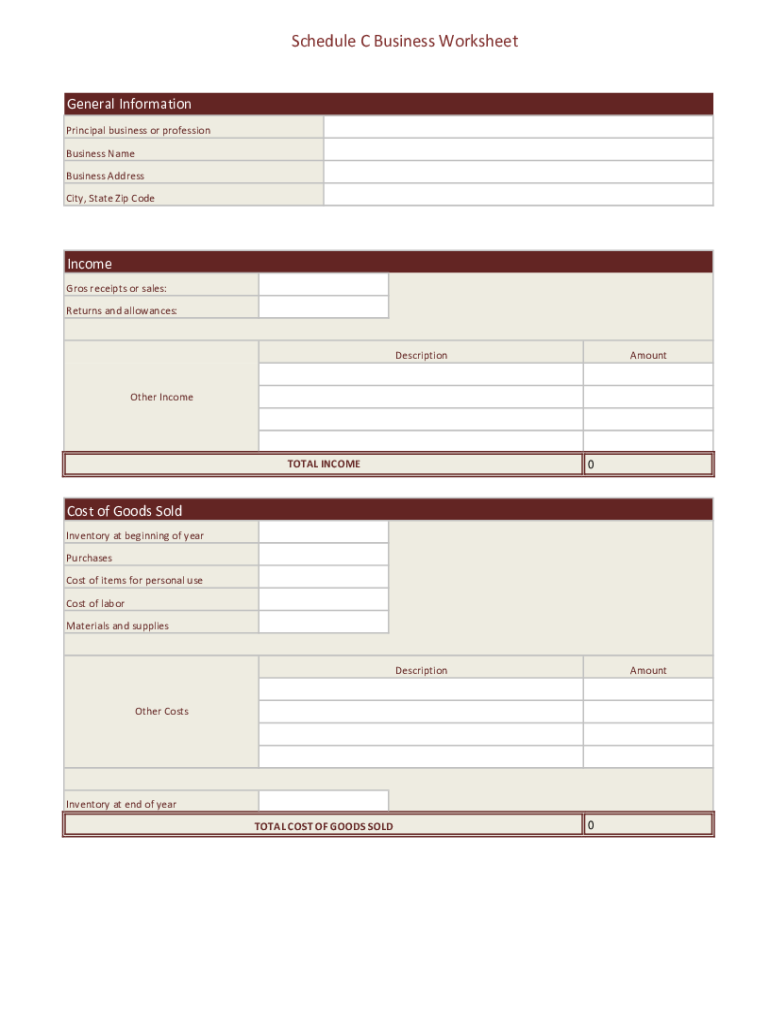 Schedule C Form 1040 Internal Revenue Service