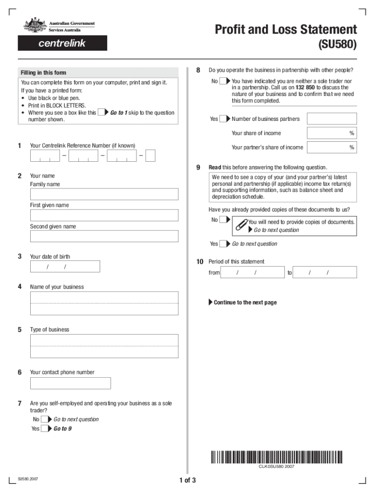  Centrelink Form Su580 2020-2024