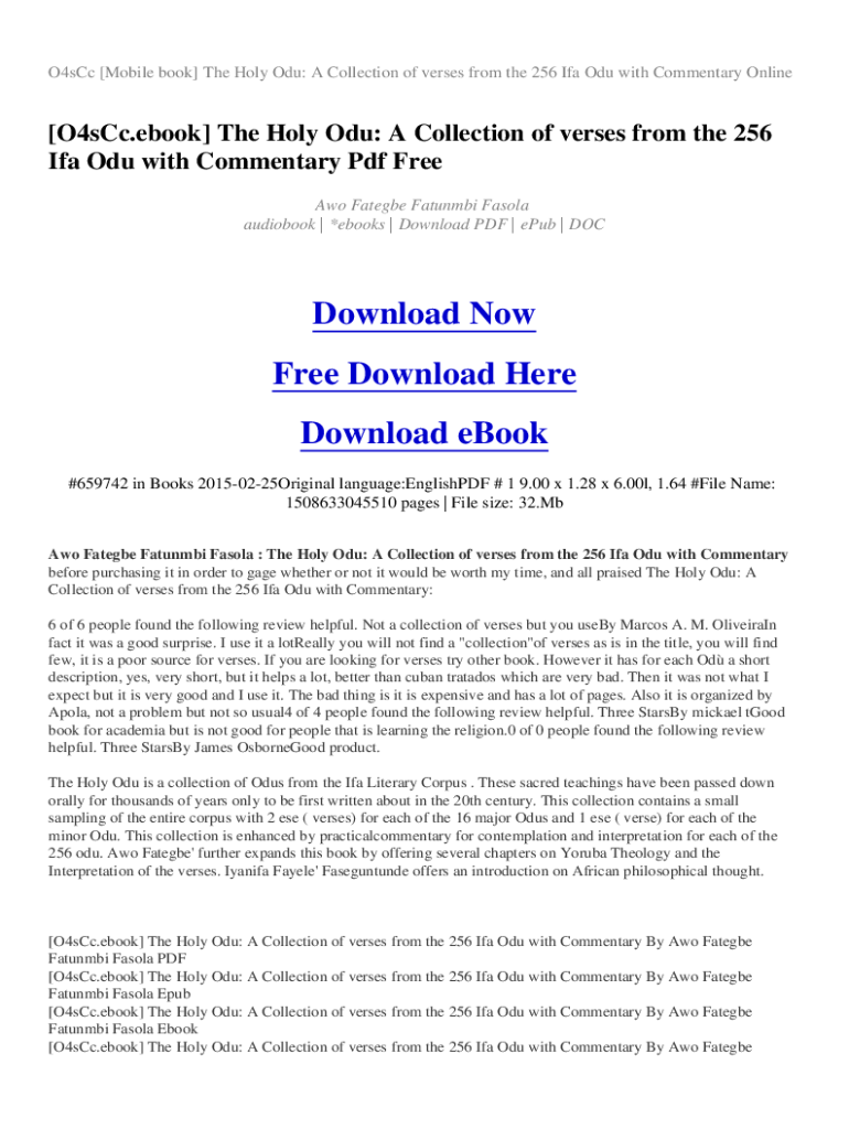 The Holy Odu PDF Download  Form