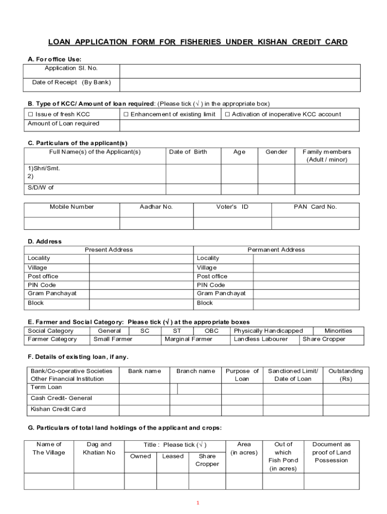 Loan Application Form for Agricultural Credit