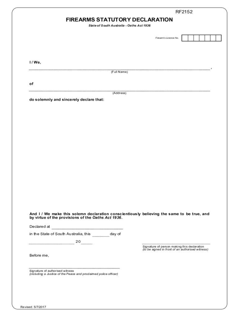 Police Statutory Declaration Form Sa Witness