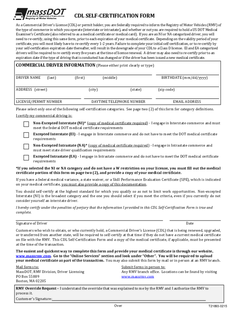  Form Cdl Self 2015