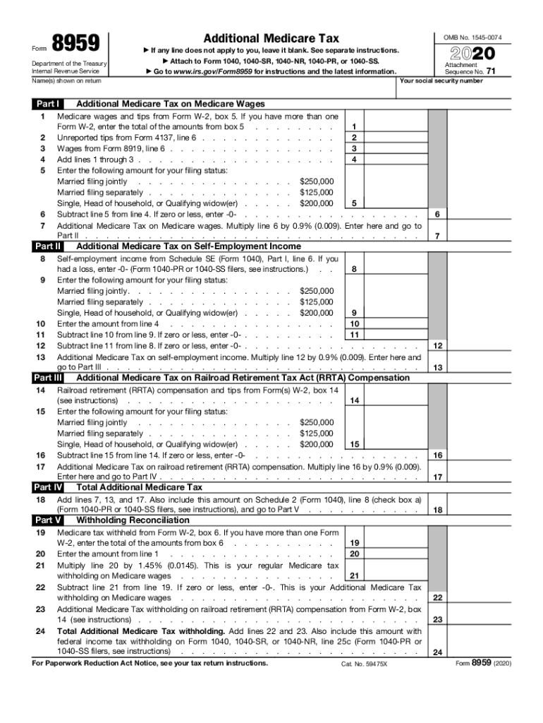  About Form 8959, Additional Medicare TaxInternal Revenue 2020