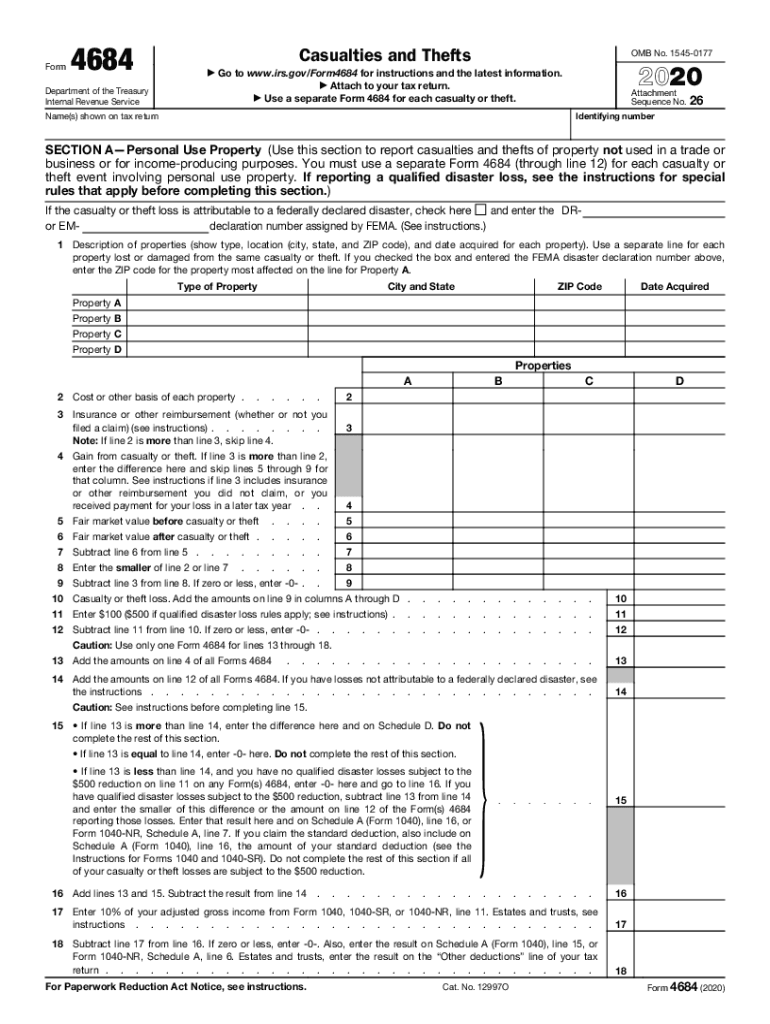 Form 4684 Casualties and Thefts