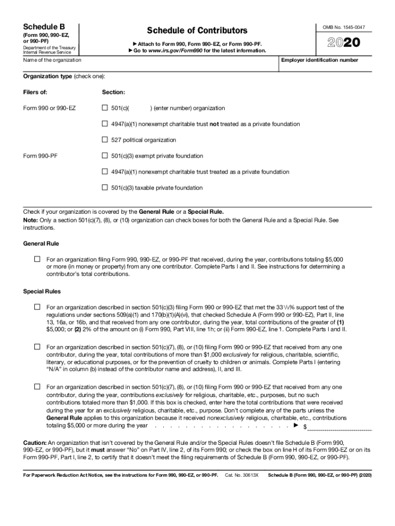 2020 Schedule B (990 form)