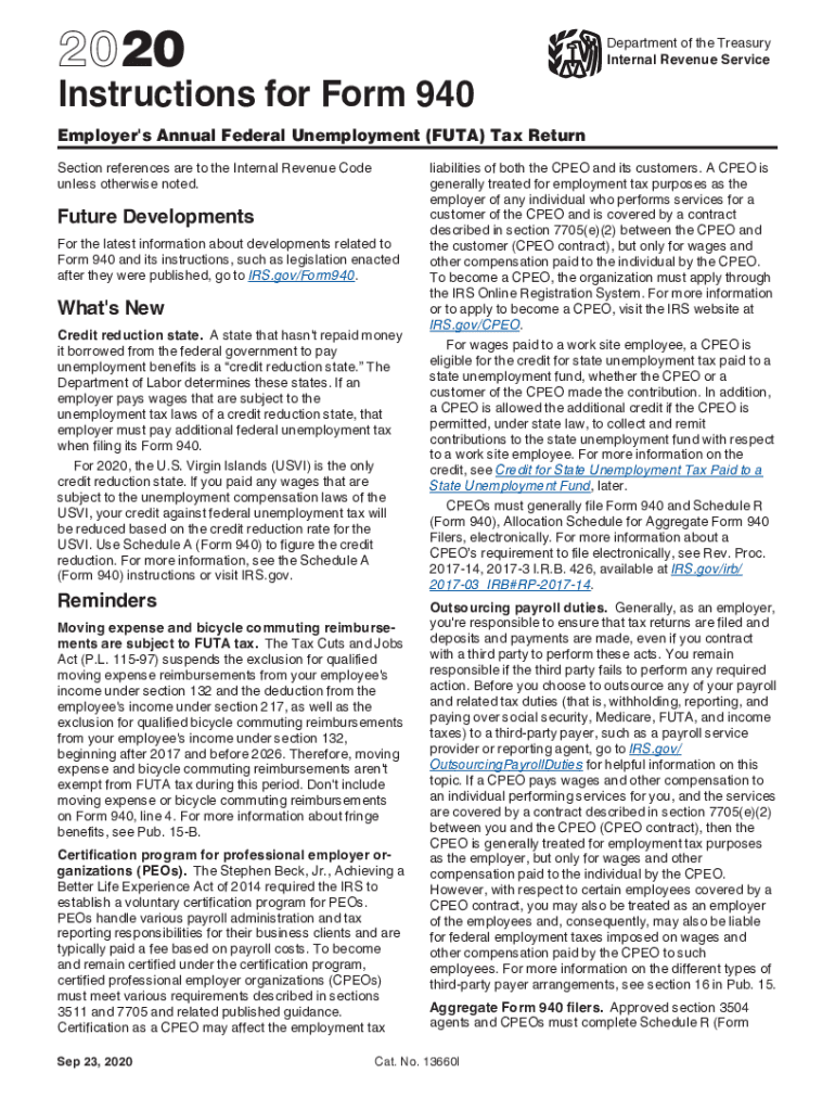  Instructions for Form 940 Internal Revenue Service 2020