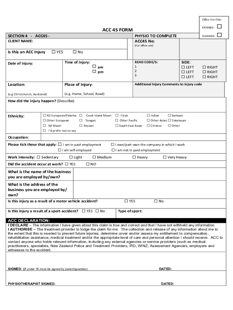 ACC Injury Claim Form