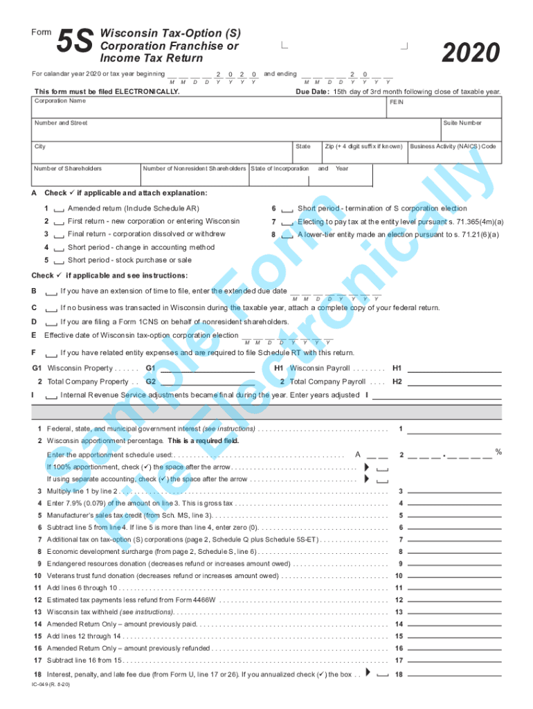 Wisconsin Form 5s