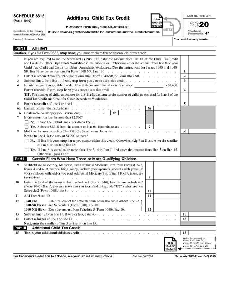 2020 Schedule 8812 (1040 form)