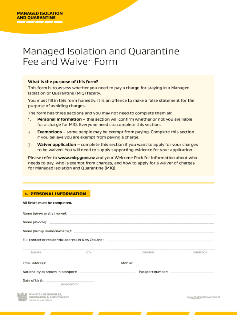 Miq Fee Waiver Form