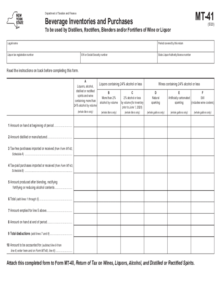  Form MT 41 Department of Taxation and Finance 2020-2024