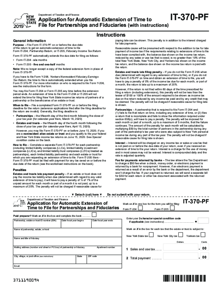  Form it 370 PF Department of Taxation and Finance NY Gov 2019