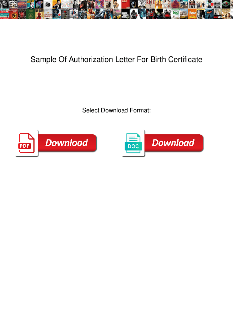 Sample Authorization Letter for Birth Certificate  Form