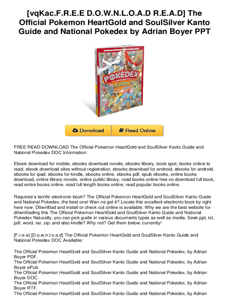 Pokemon Heartgold Guide Kanto PDF  Form
