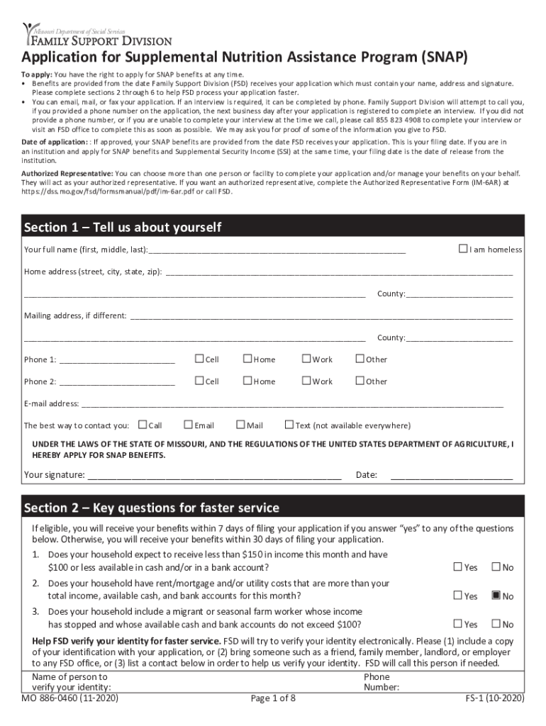 Missouri Food Stamp Application  Form