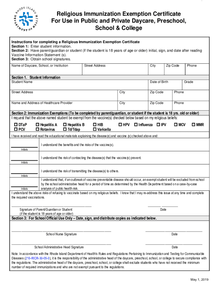  Medical Exemption Certificate Rhode Island Department of 2019-2024