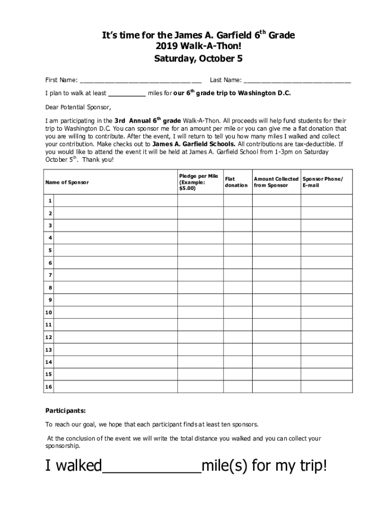 Walk a Thon Template  Form