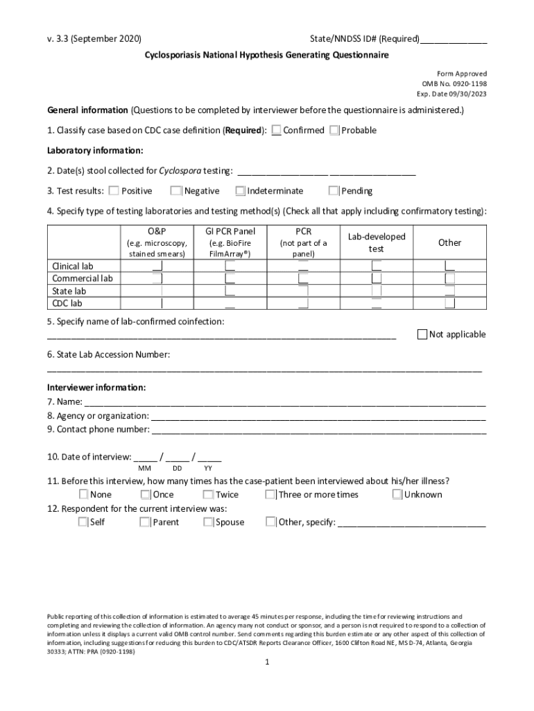 V 3 September StateNNDSS ID# Required  Form