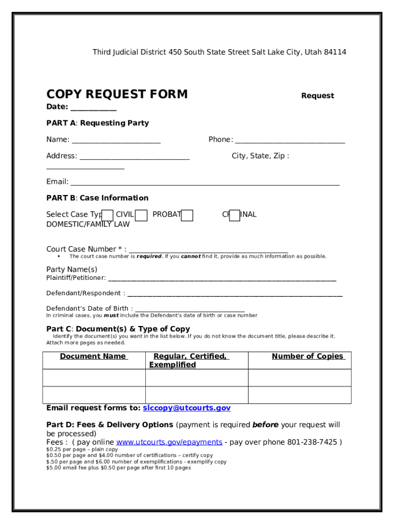 Copy Request Form 3rd District Utah Courts