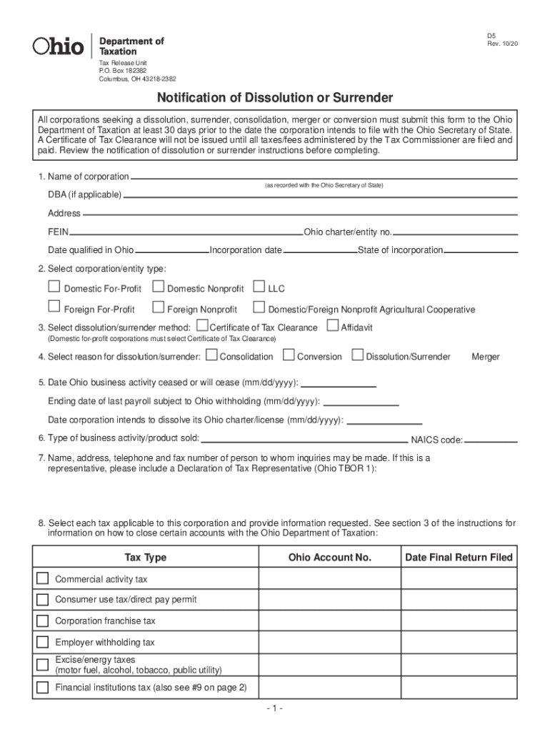 form-d5-notification-of-dissolution-or-surrender-ohio-fill-out-and